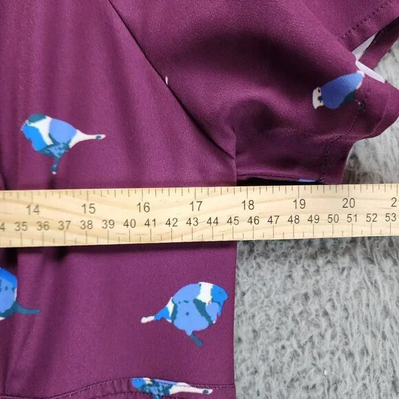 eShakti Dress Womens XL Purple Birds Short Sleeve Fit & Flare - Picture 6 of 15